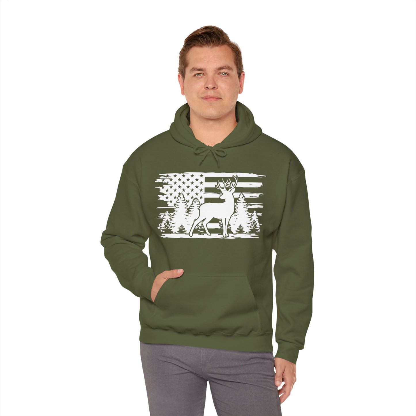 Deer American Flag Hooded Sweatshirt