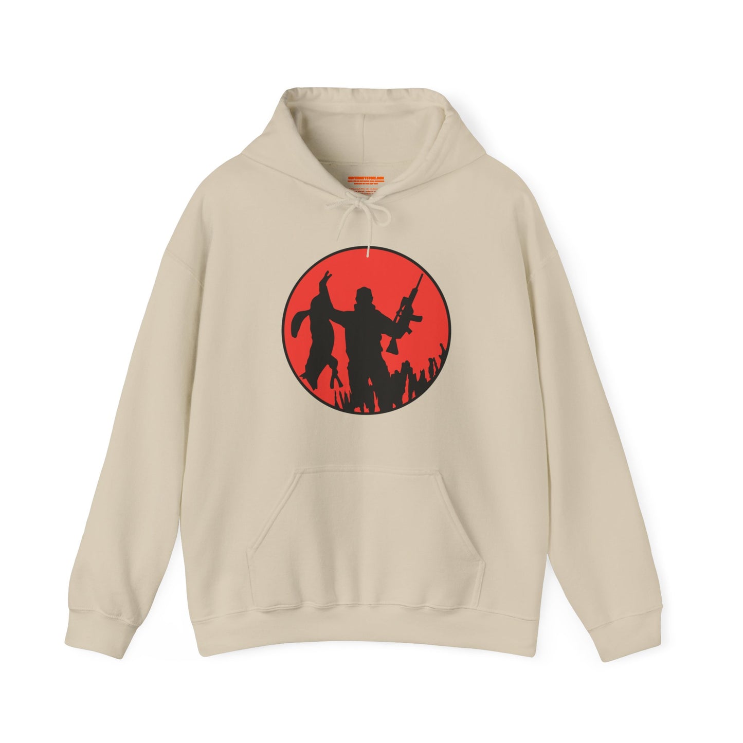 Coyote Hunter Holding Coyote Red Circle Hooded Sweatshirt