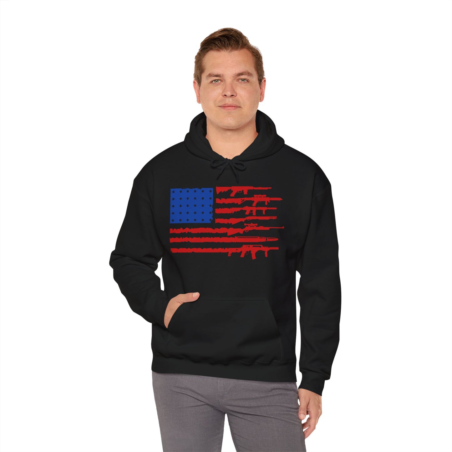 USA Gun Flag Hooded Sweatshirt