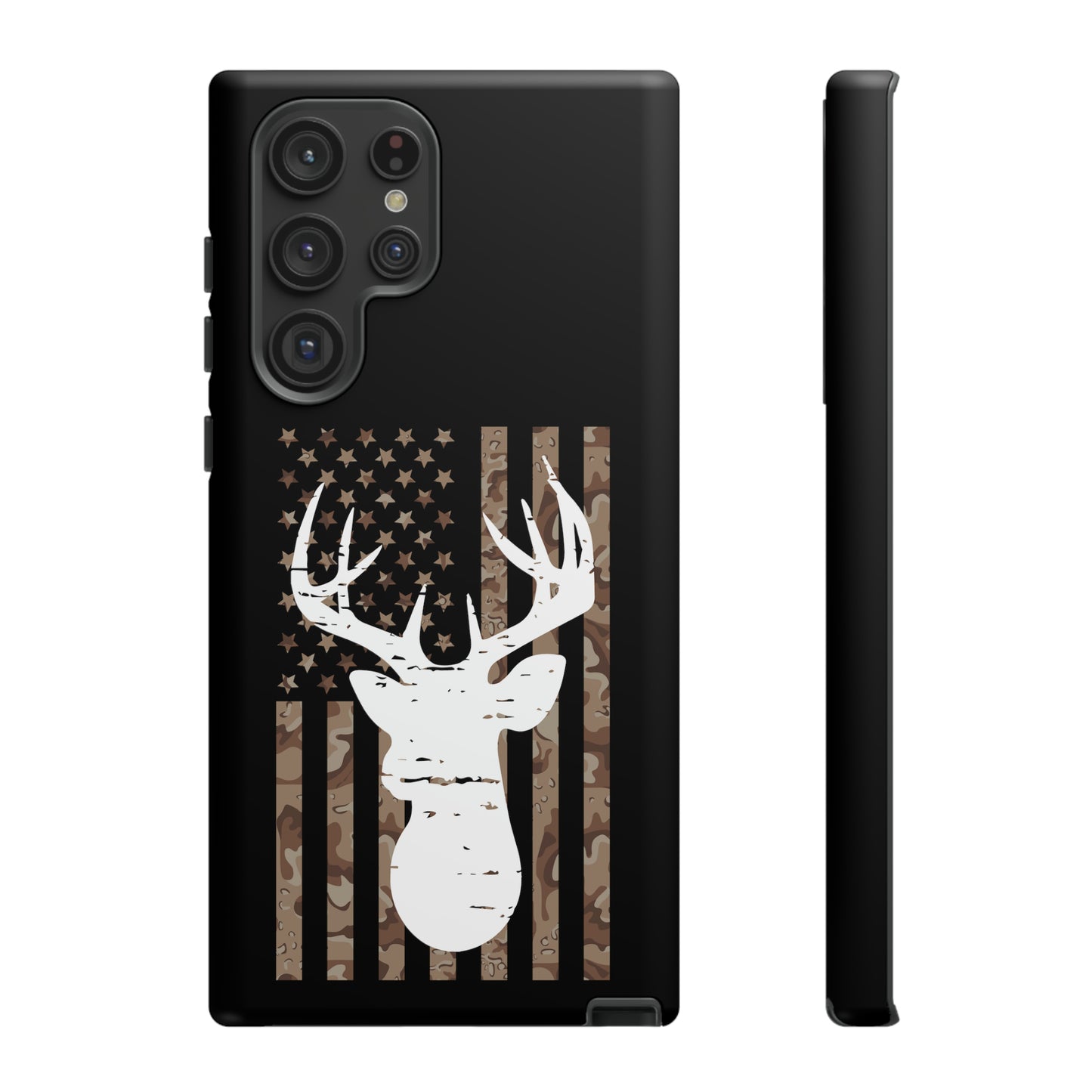 Woodland Camo Deer Head American Flag Phone Case