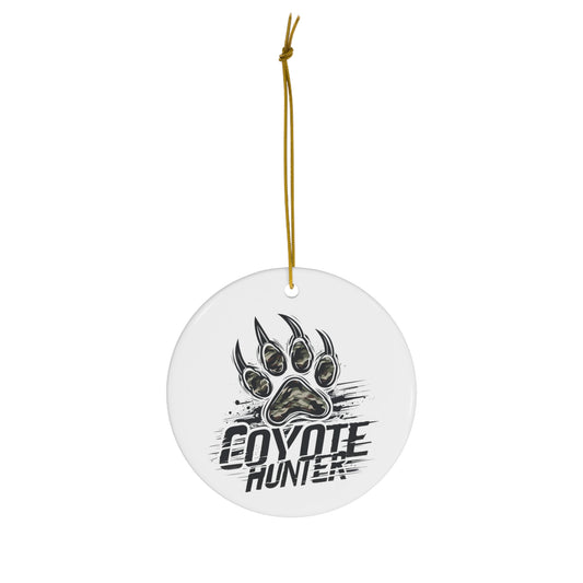 Coyote Hunter Paw Print Ceramic Christmas Ornament