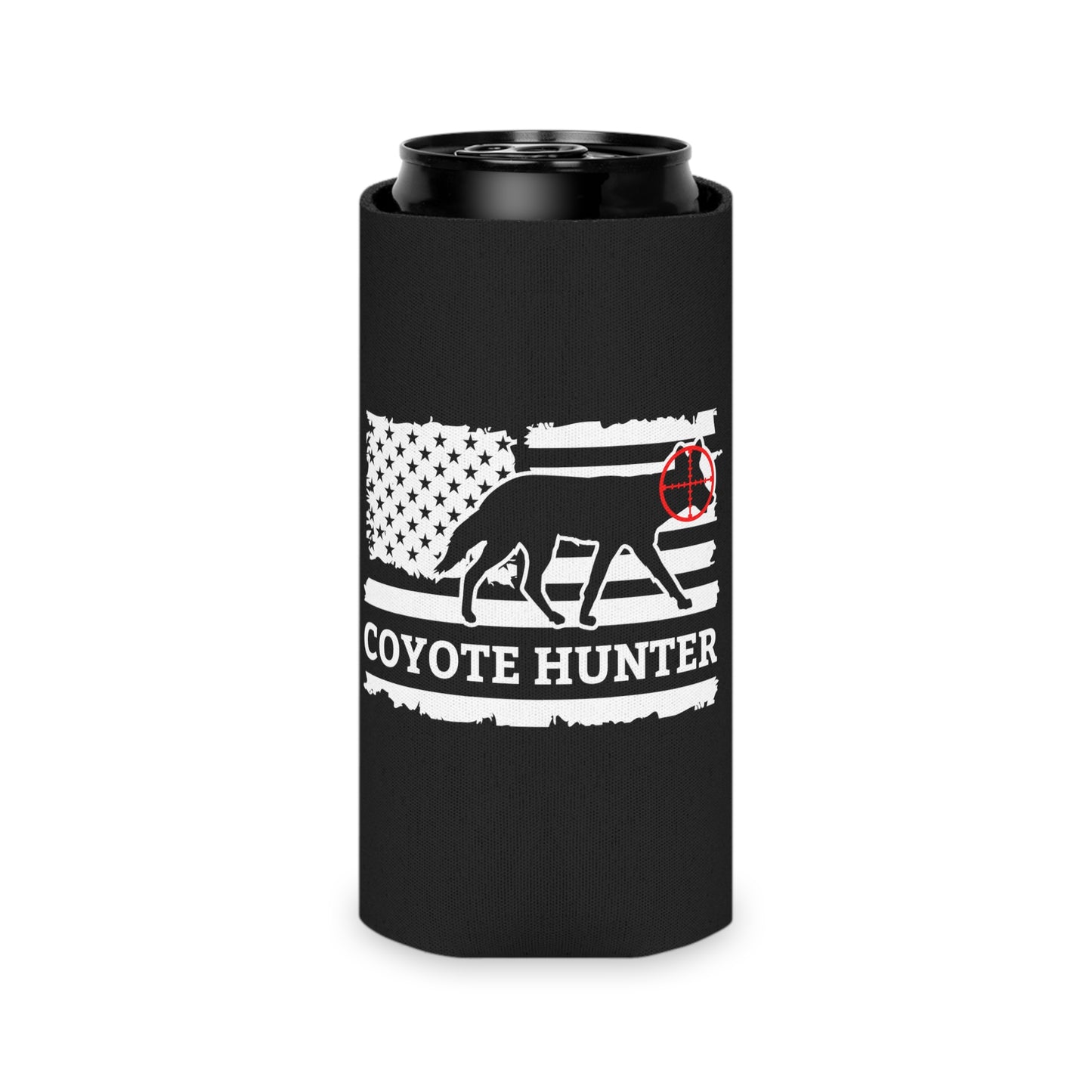 Coyote Hunter American Flag Can Cooler