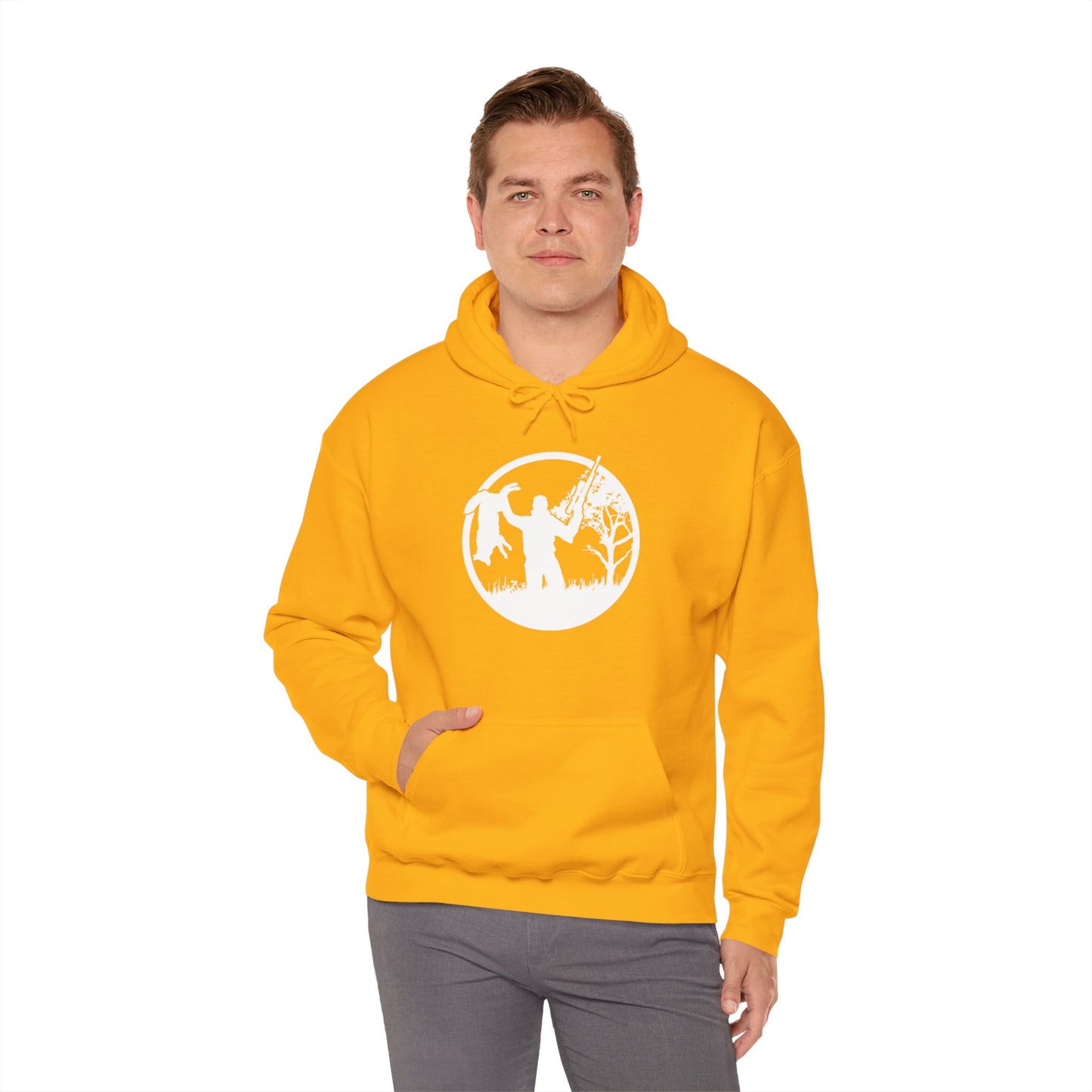 Coyote Hunter Holding Coyote White Circle Hooded Sweatshirt