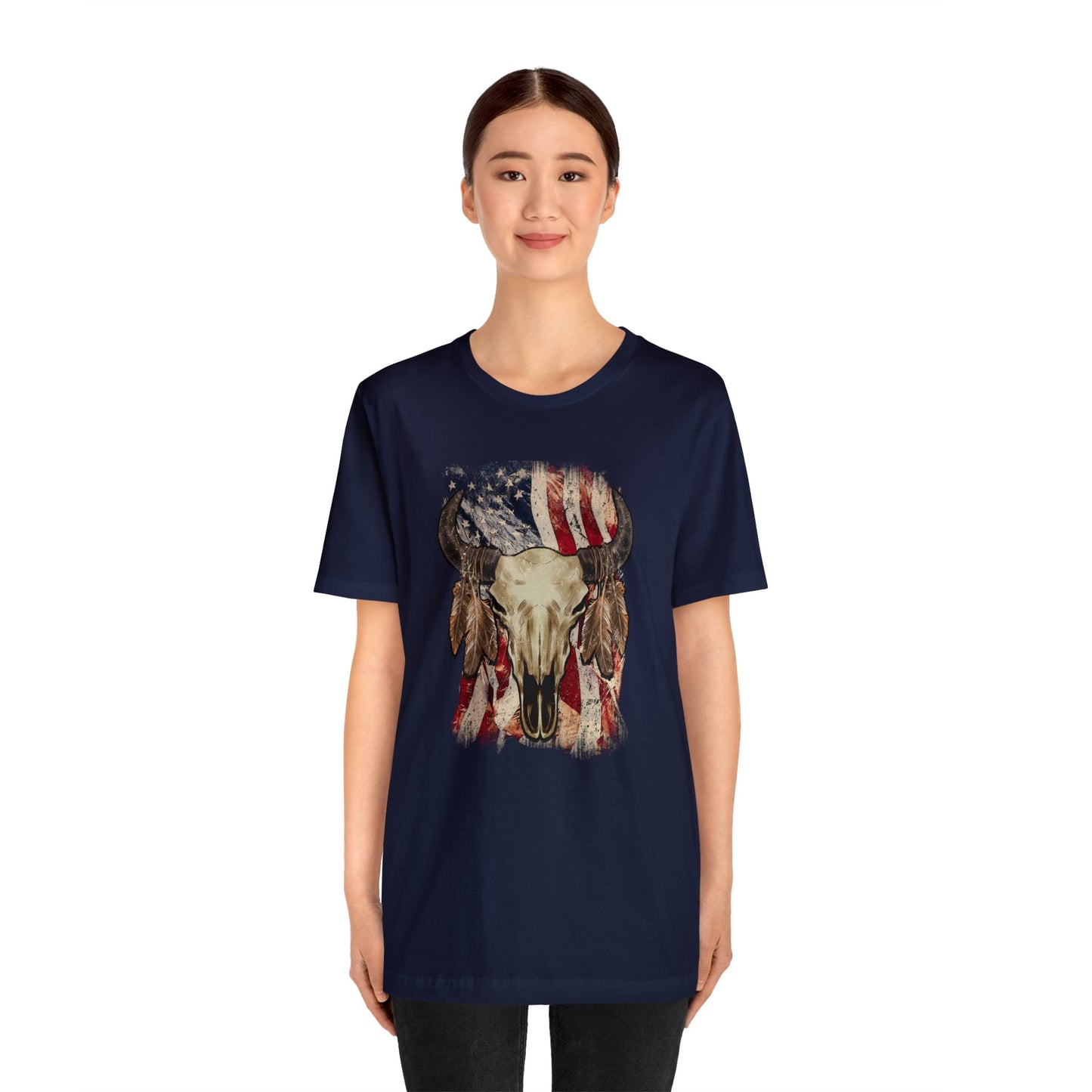 Bison Head American Flag T-Shirt