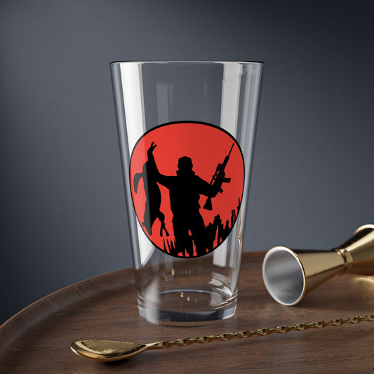 Coyote Hunter Holding Coyote Red Circle Pint Glass