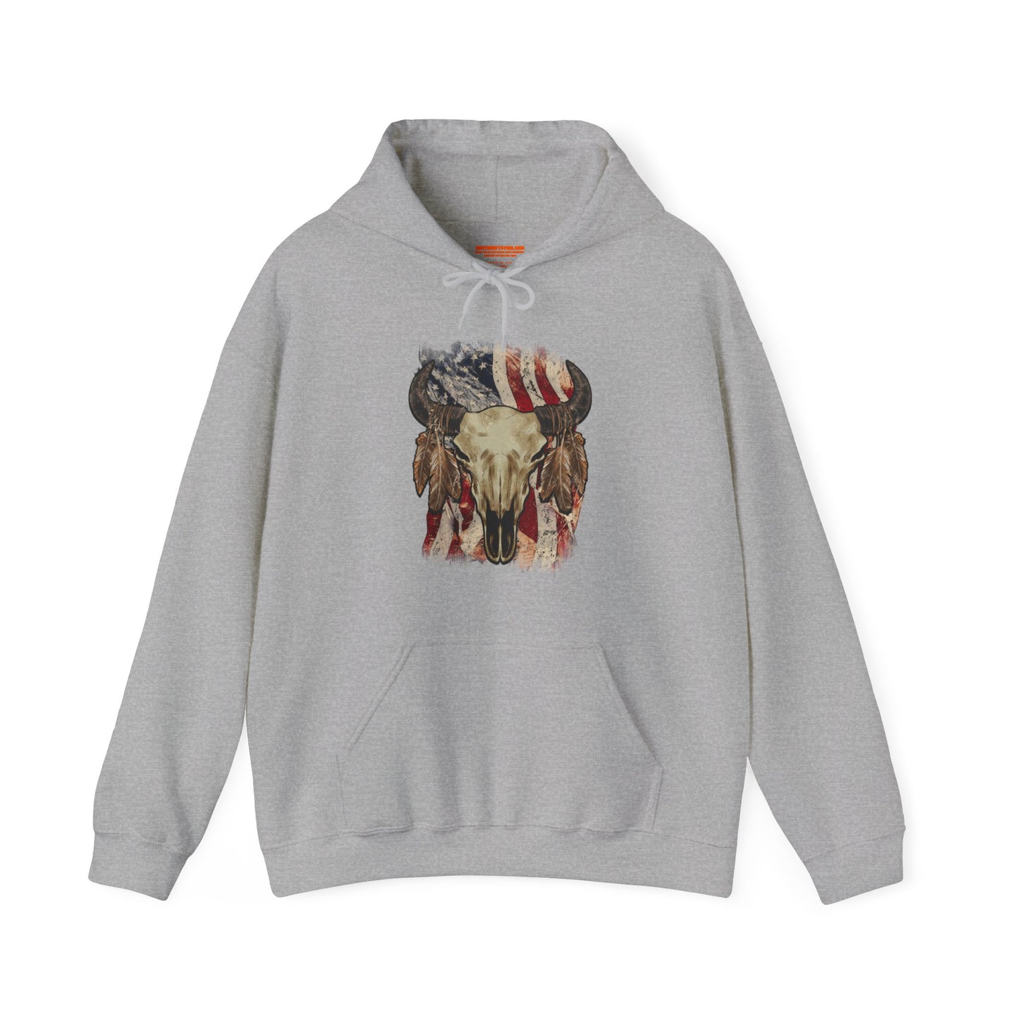 Bison Head American Flag Hooded Sweatshirt