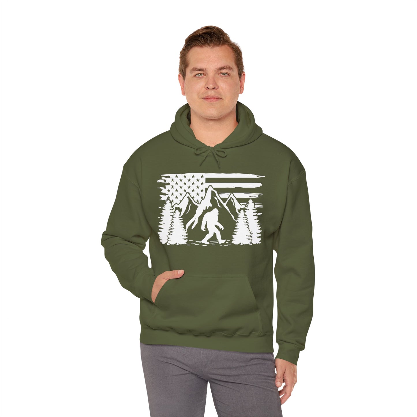 Bigfoot Mountain Scene Hooded Sweatshirt