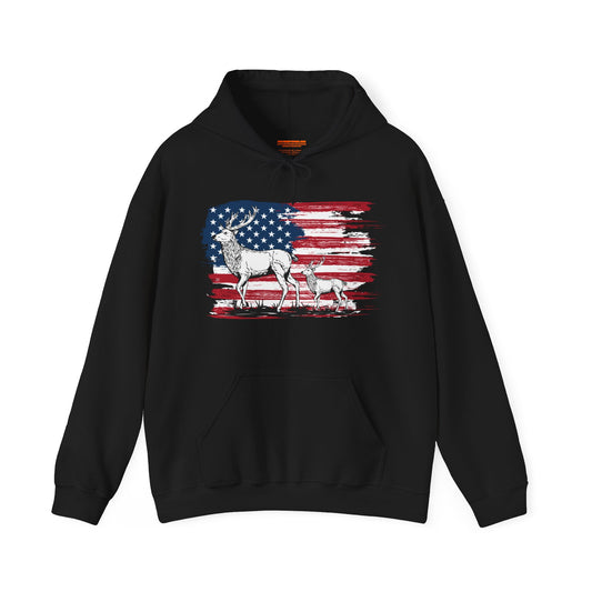 Elk American Flag Hooded Sweatshirt