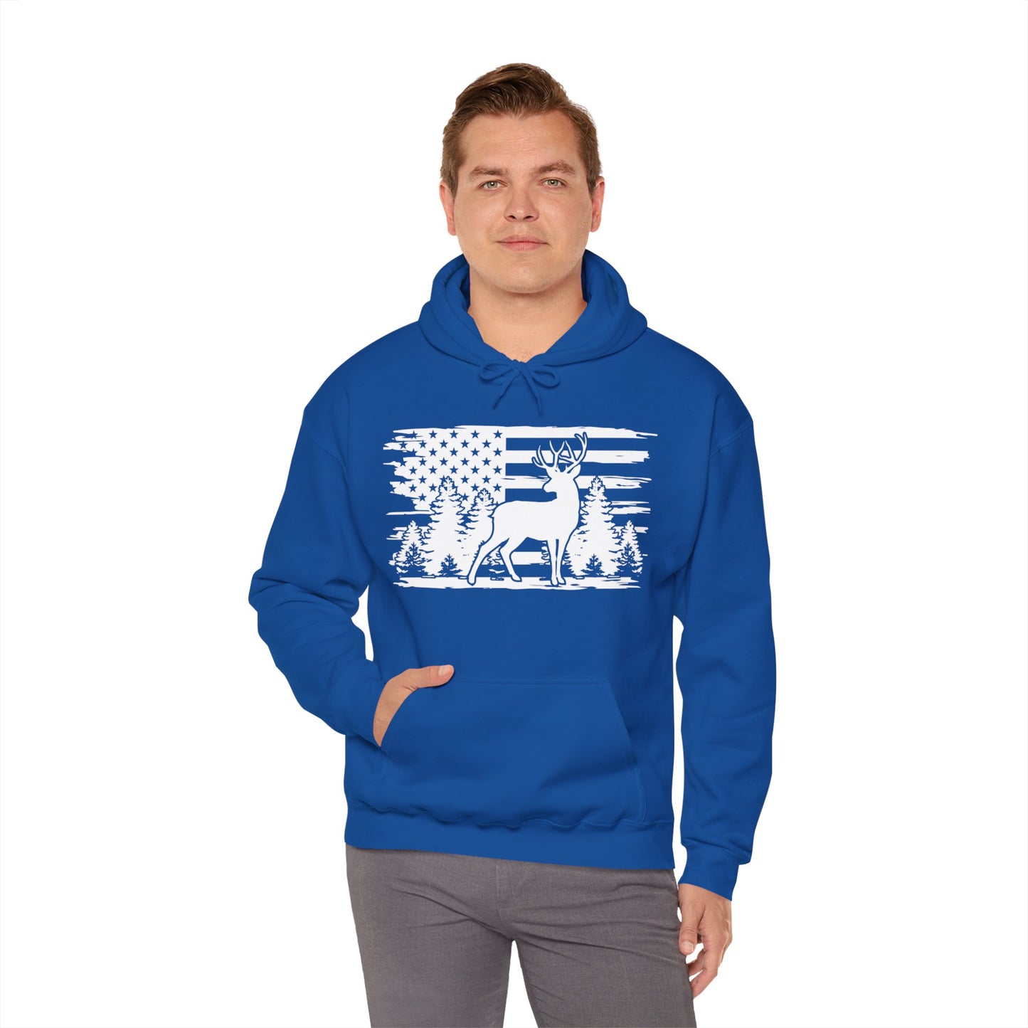 Deer American Flag Hooded Sweatshirt