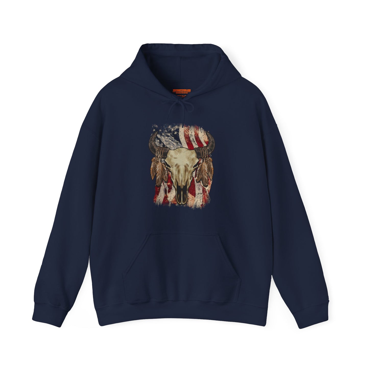 Bison Head American Flag Hooded Sweatshirt