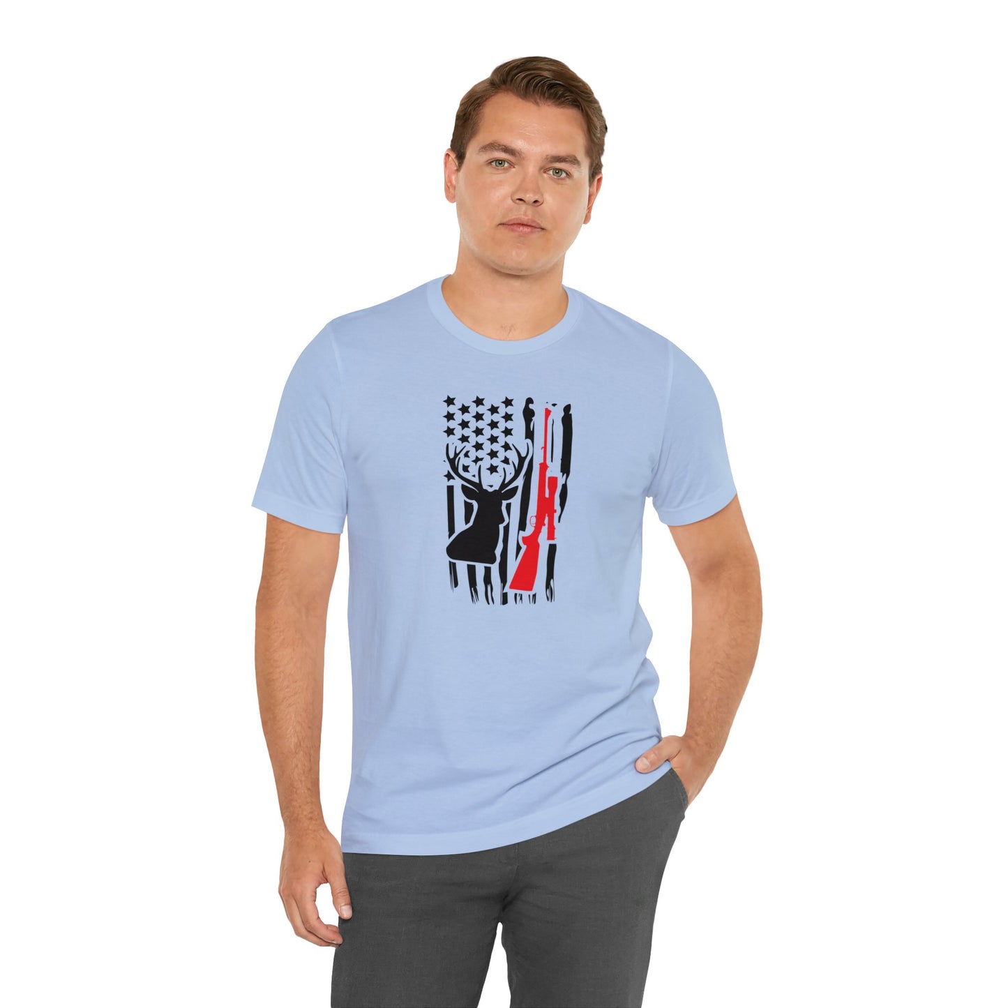 Deer Gun American Flag T-Shirt