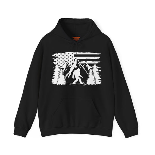 Bigfoot Mountain Scene Hooded Sweatshirt