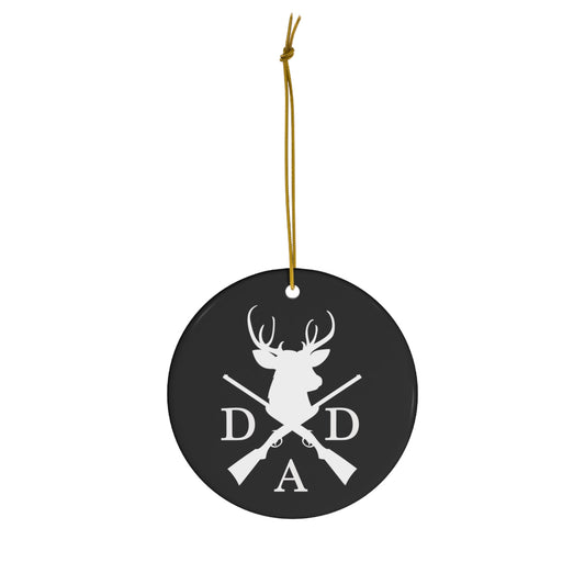 Dad Deer Hunter Ceramic Christmas Ornament