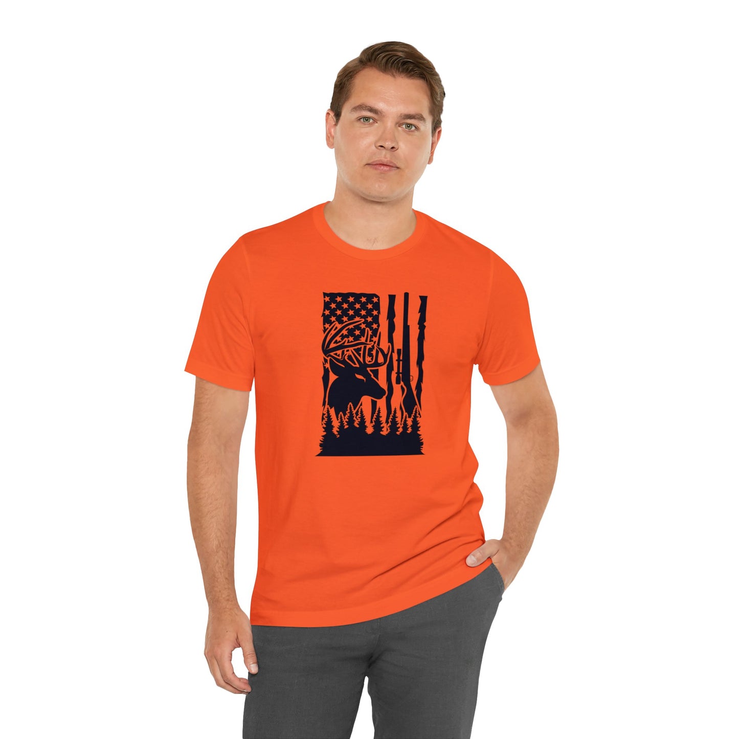 Deer Gun American Flag T-Shirt