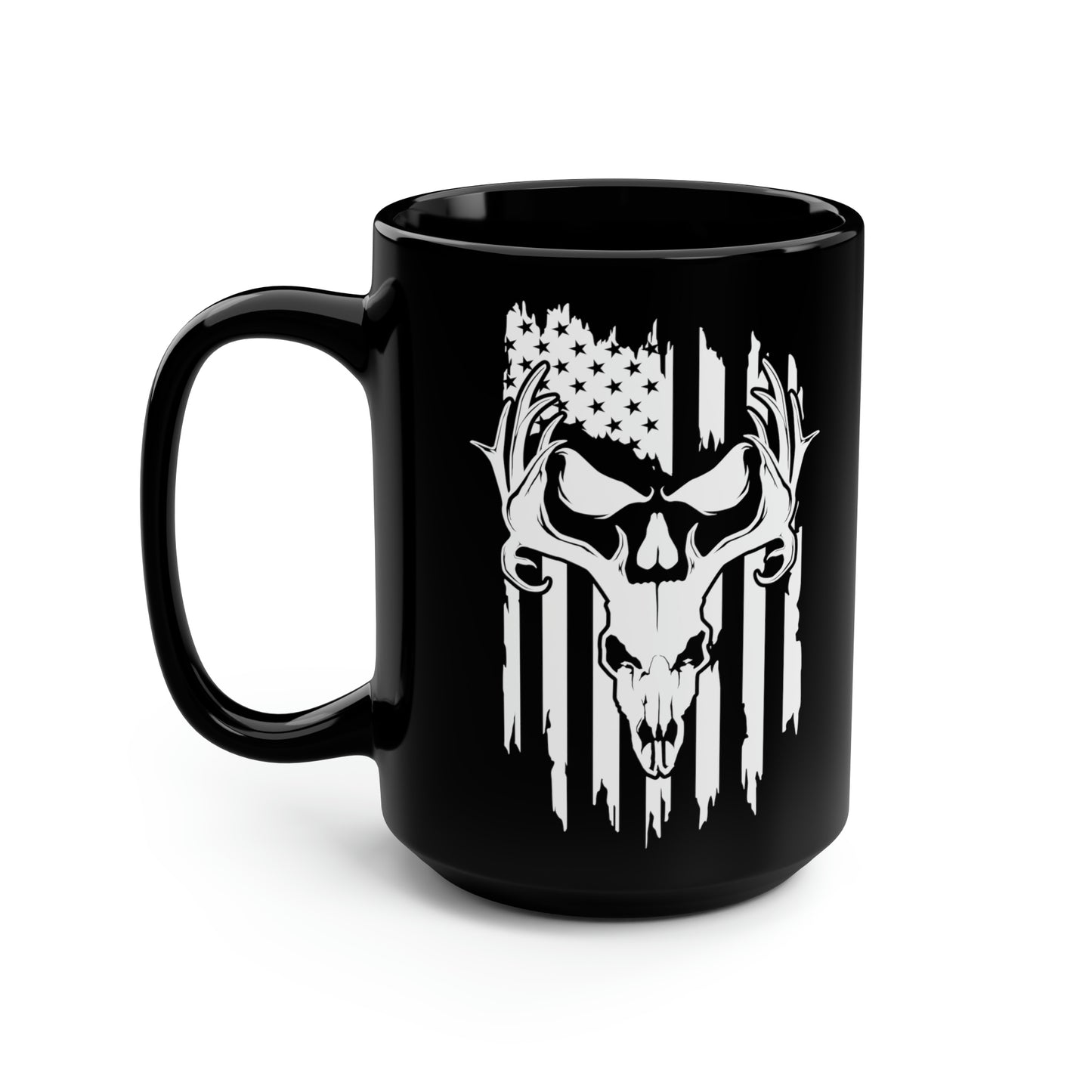 Deer Skull American Flag Mug, 15oz