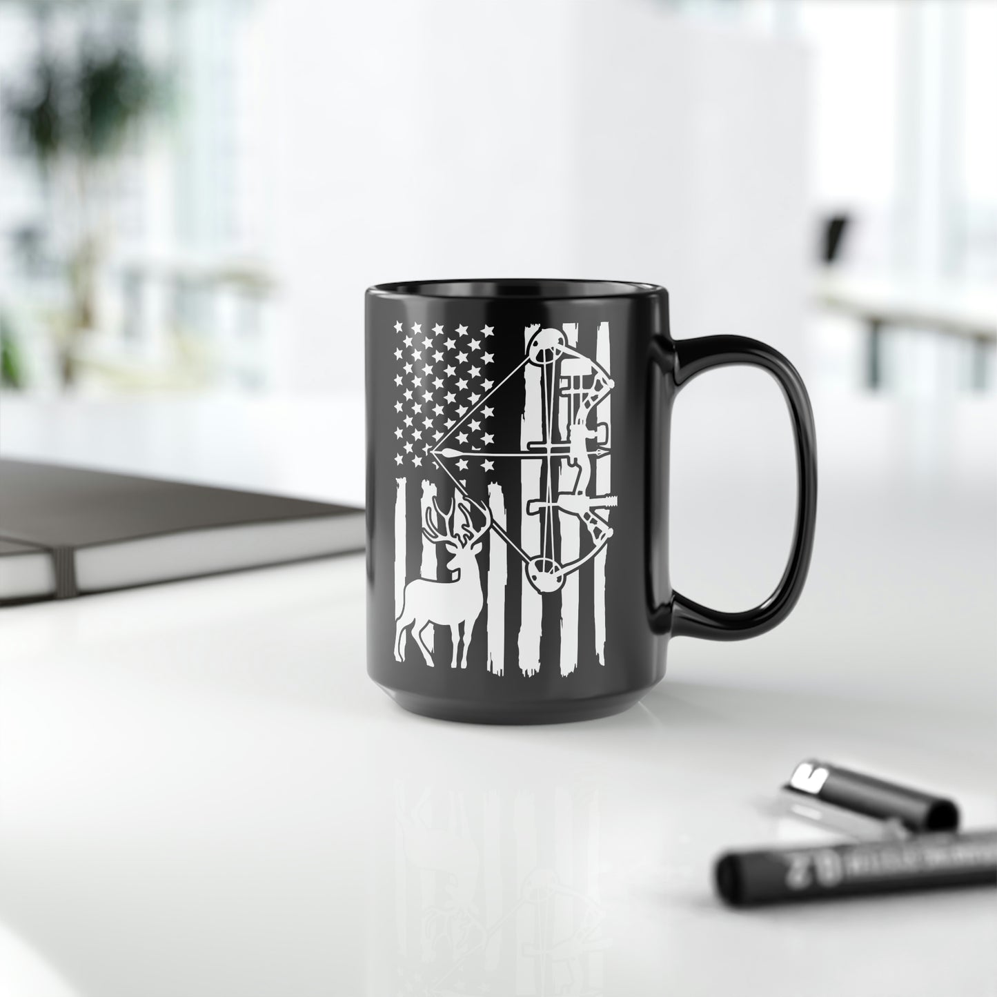 Bow Hunter American Flag Mug, 15oz