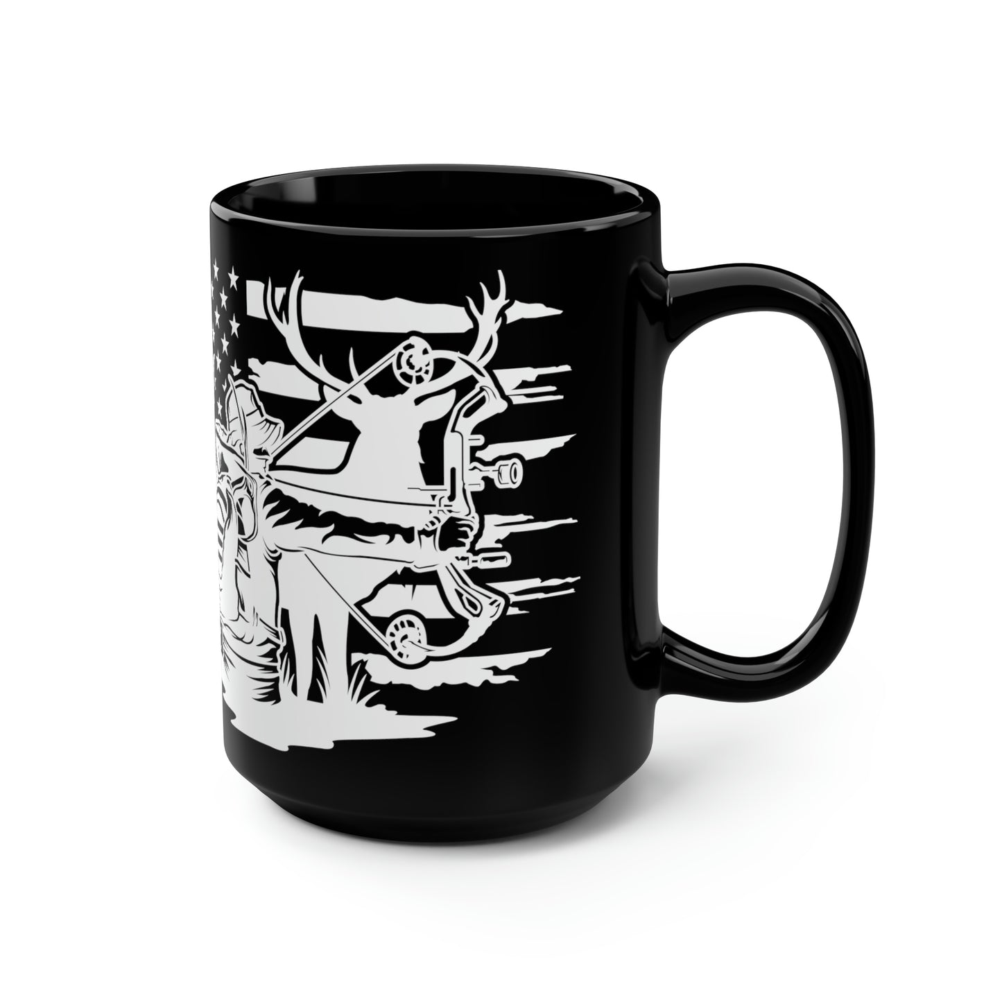 Bow Deer Hunter Flag Mug, 15oz