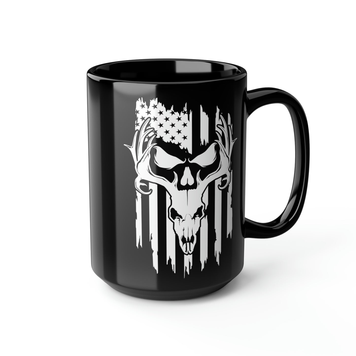 Deer Skull American Flag Mug, 15oz