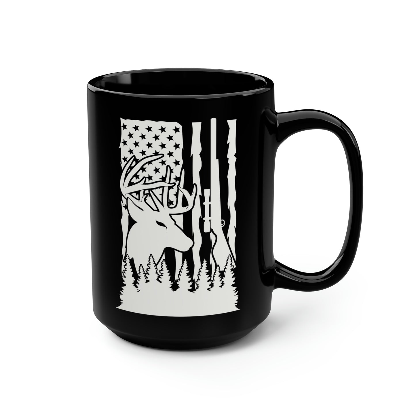 Deer Gun American Flag Mug, 15oz