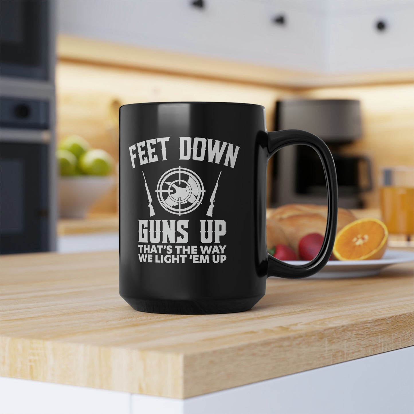 Feet Down Guns Up Mug, 15oz