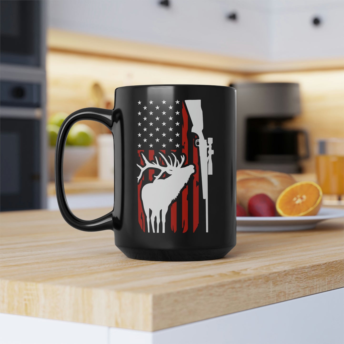 Elk American Flag Mug, 15oz