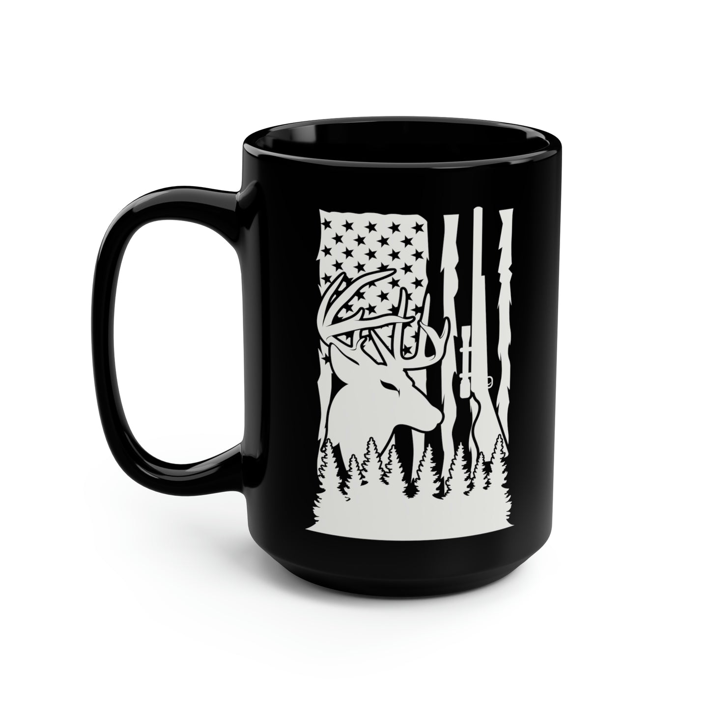 Deer Gun American Flag Mug, 15oz