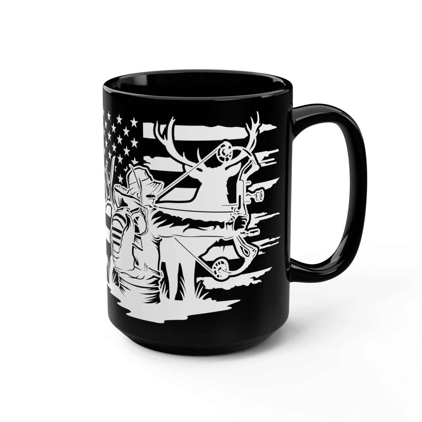 Bow Deer Hunter Flag Mug, 15oz