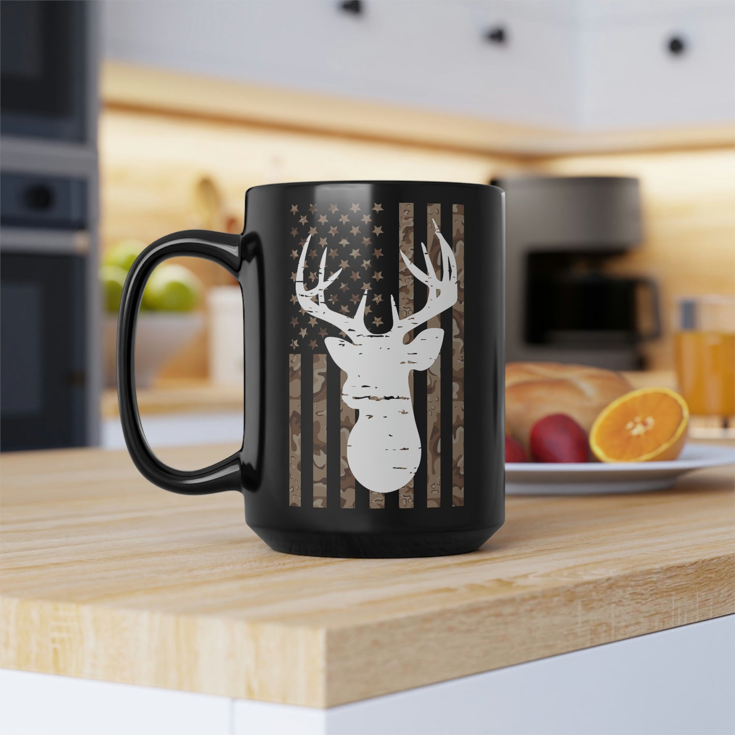 Deer Camo Flag Mug, 15oz