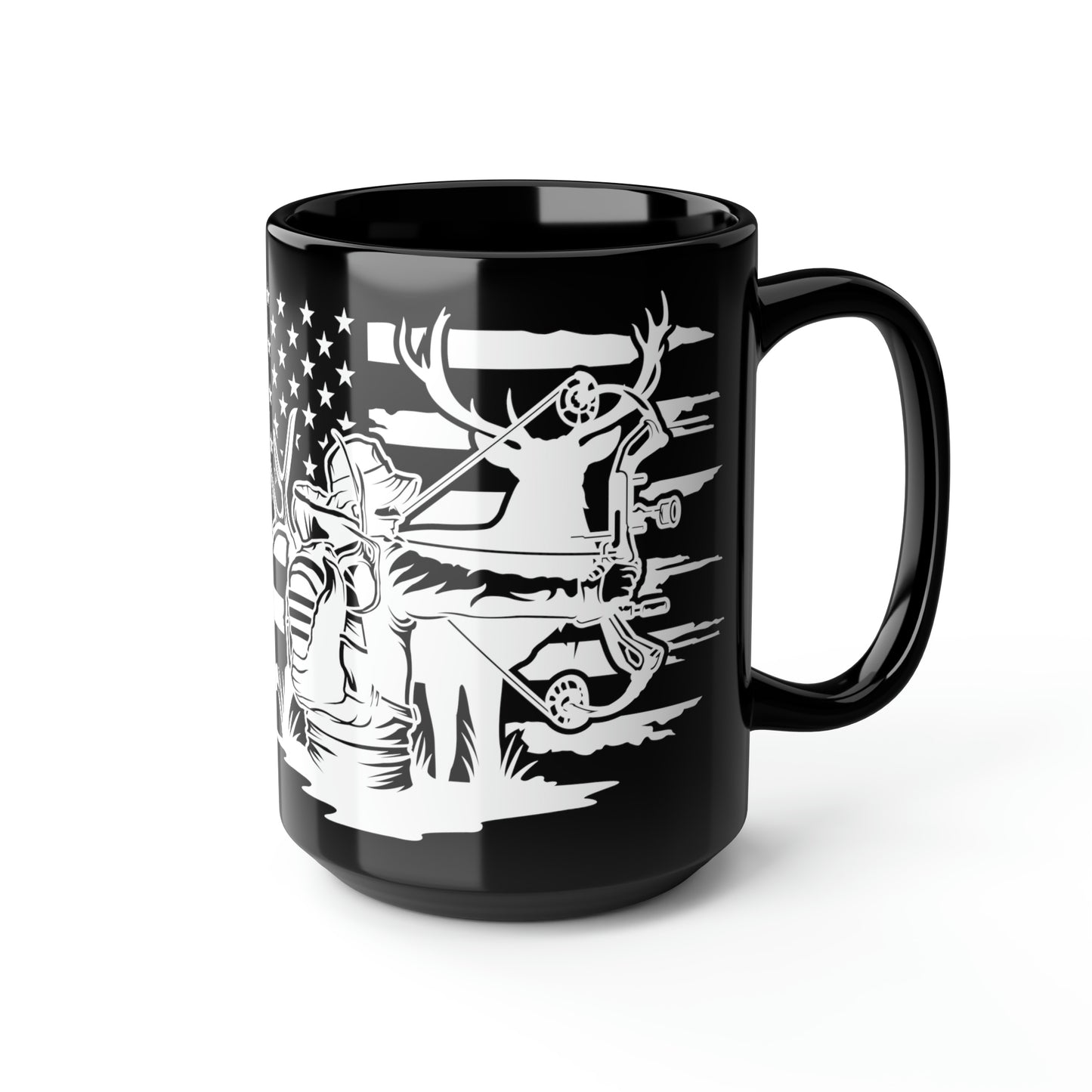 Bow Deer Hunter Flag Mug, 15oz