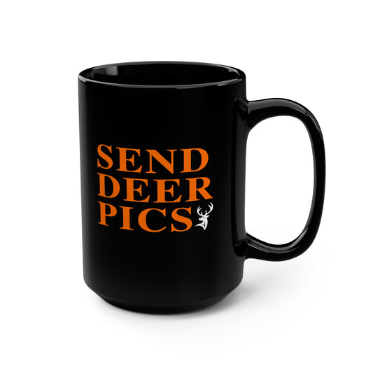 Send Deer Pics Black Mug, 15oz