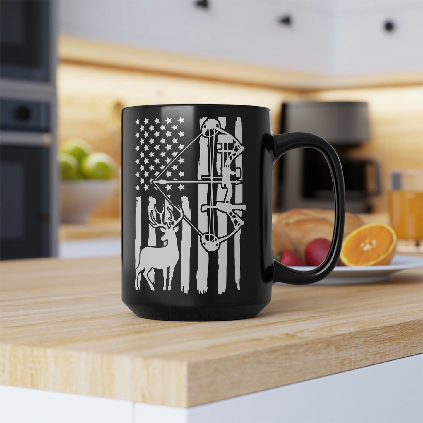 Bow Hunter American Flag Mug, 15oz