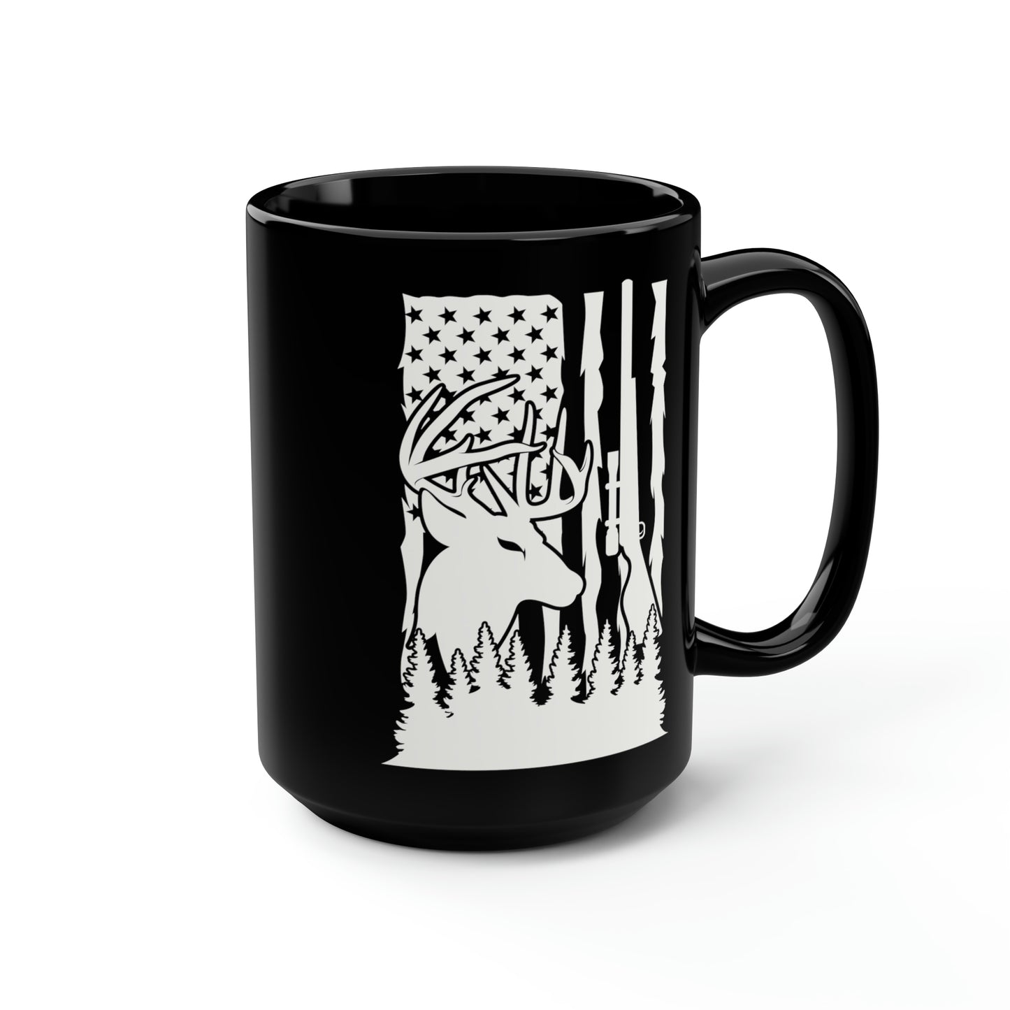 Deer Gun American Flag Mug, 15oz