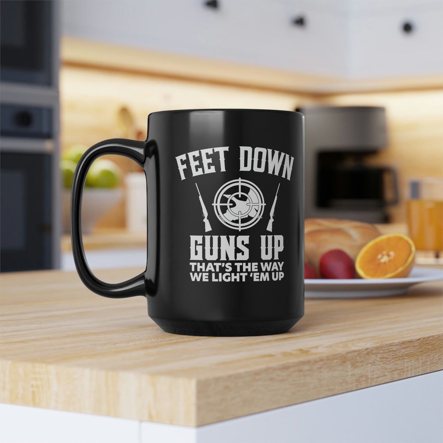 Feet Down Guns Up Mug, 15oz