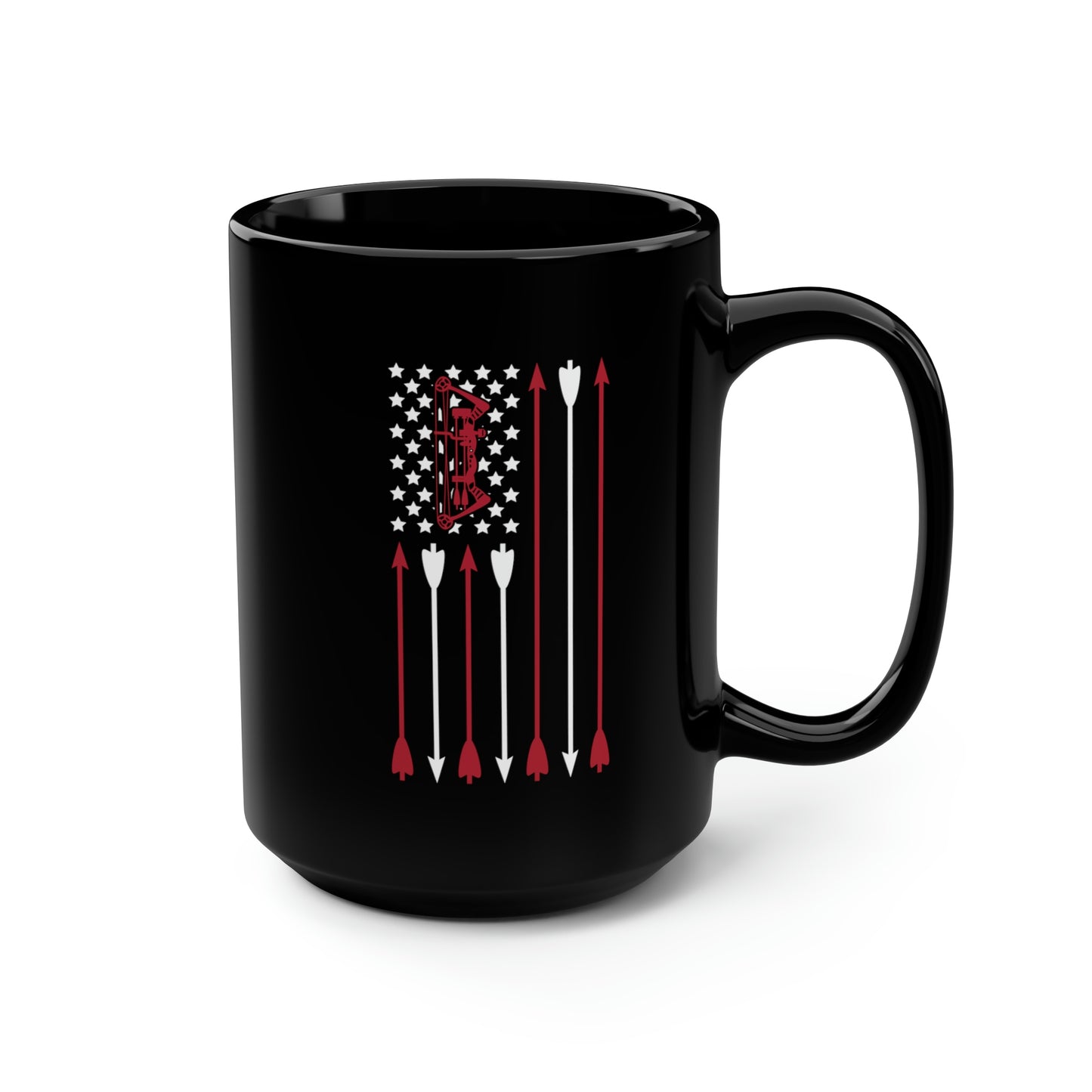 Bow and Arrow American Flag Mug, 15oz