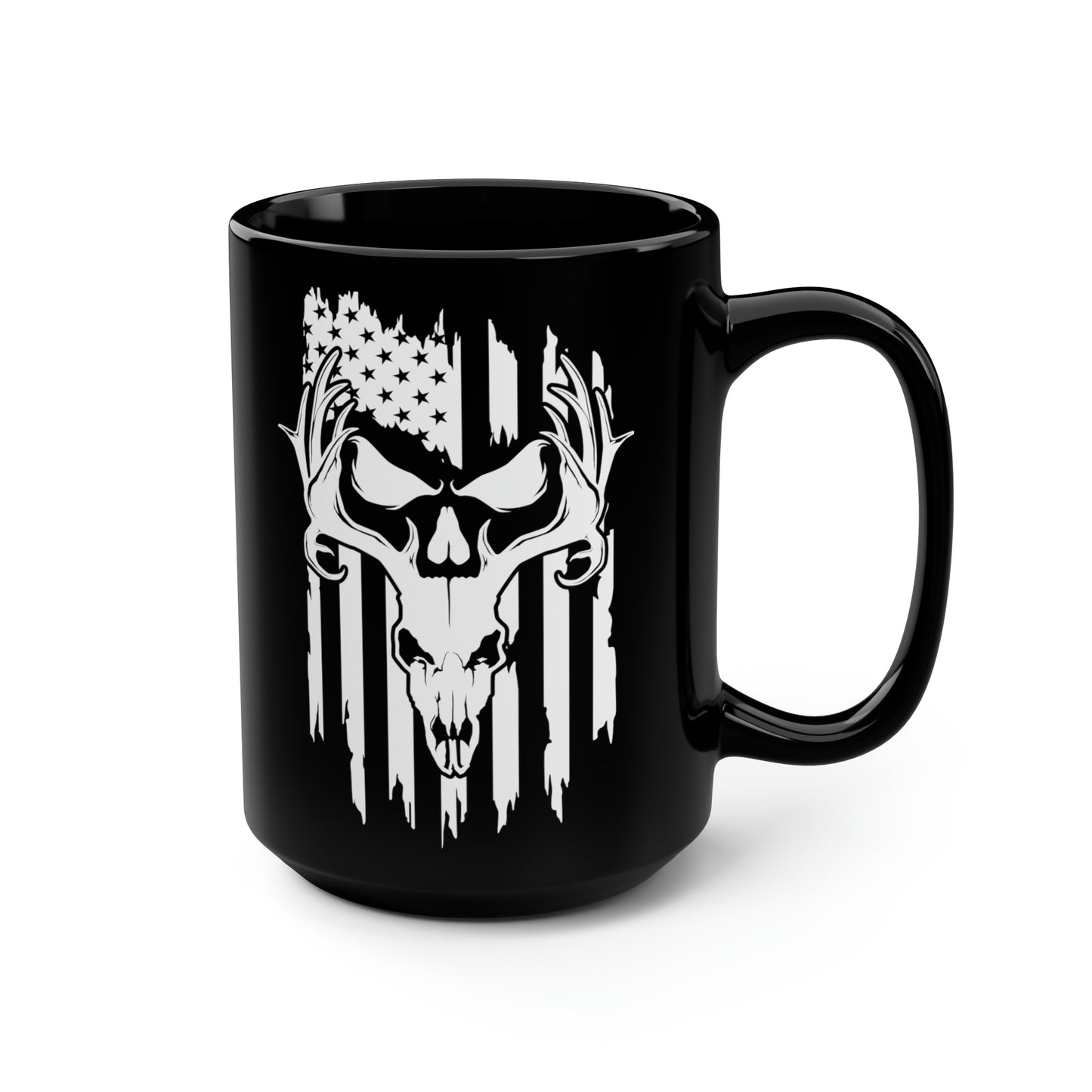 Deer Skull American Flag Mug, 15oz