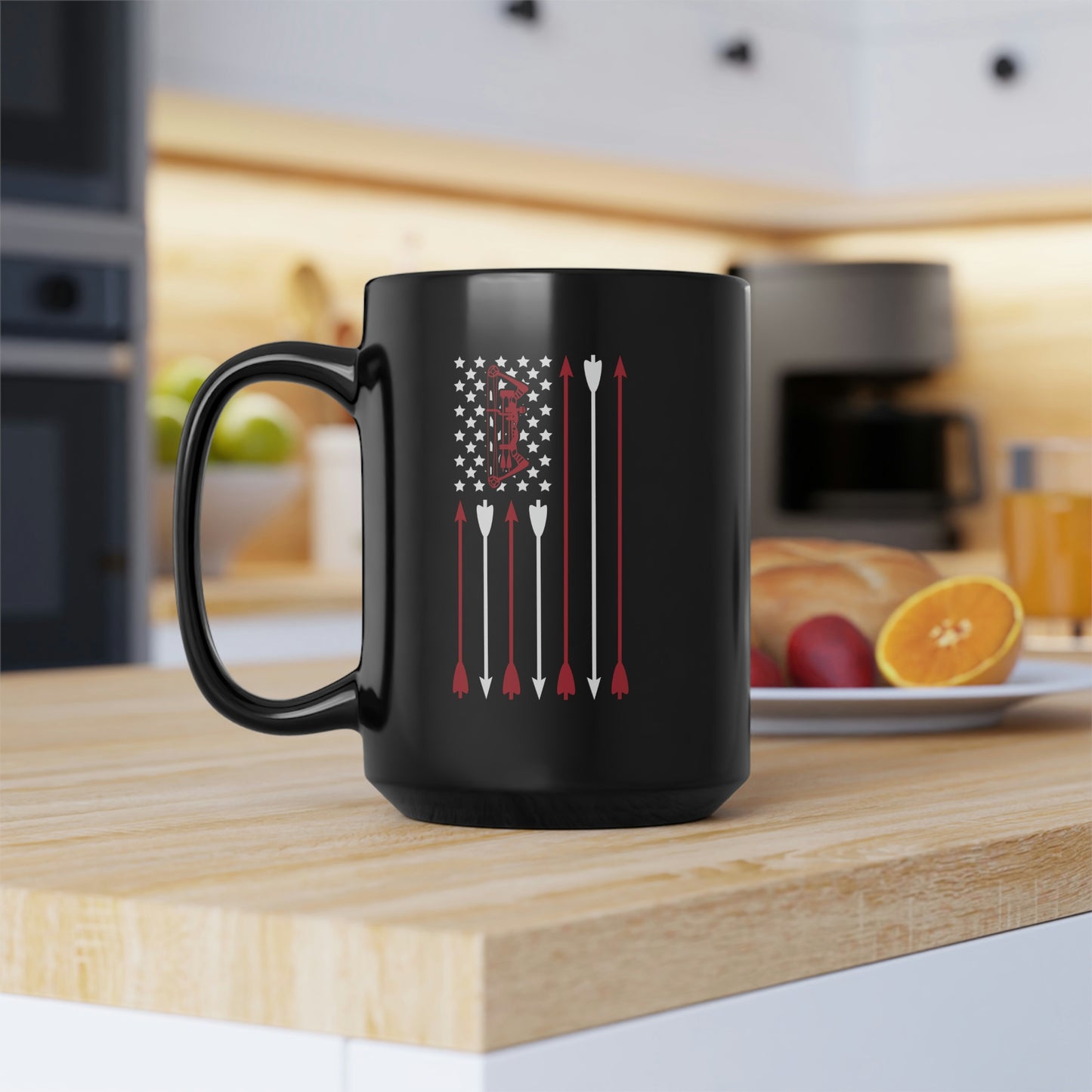 Bow and Arrow American Flag Mug, 15oz