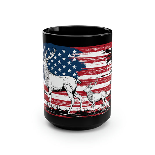 Elk American Flag Mug, 15oz