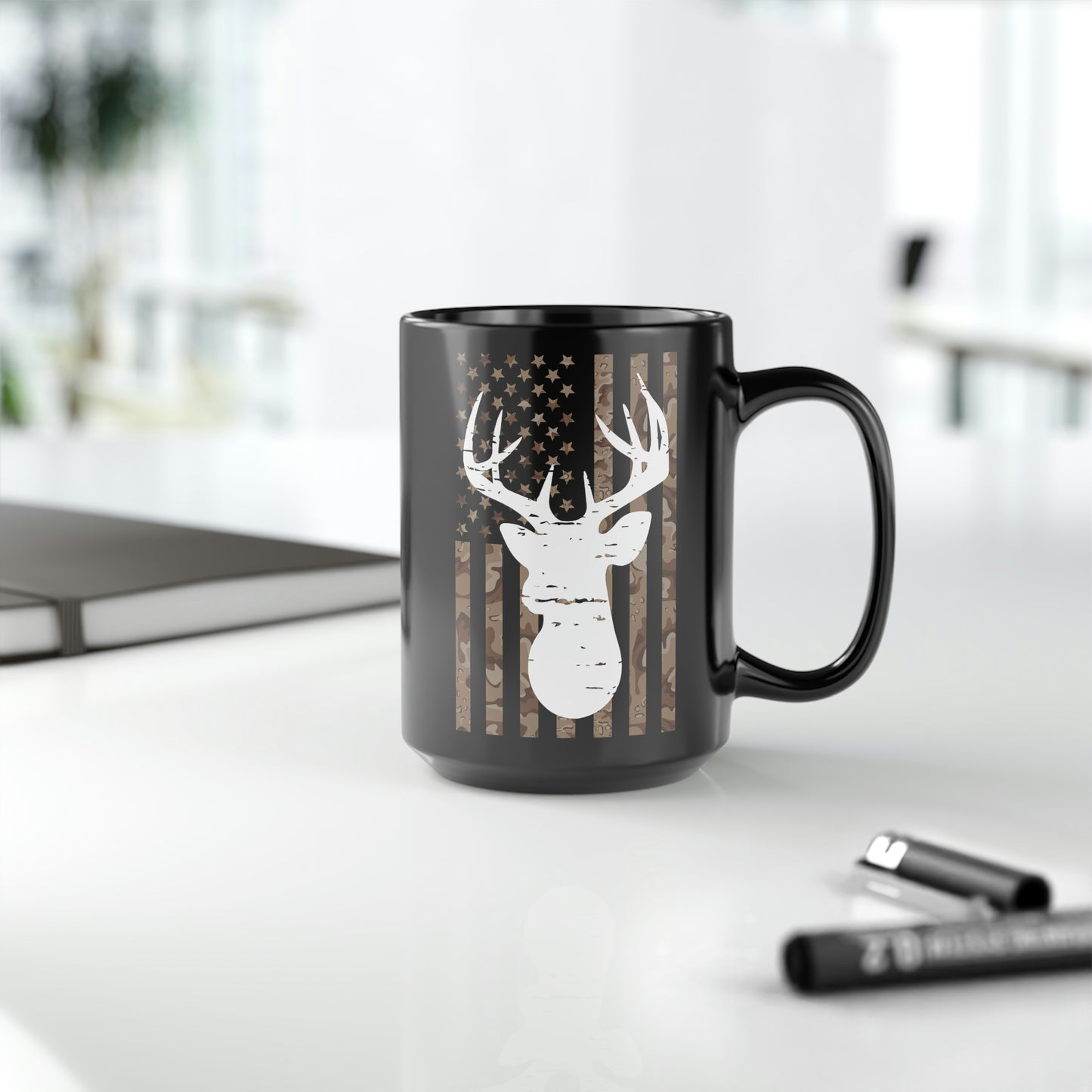 Deer Camo Flag Mug, 15oz