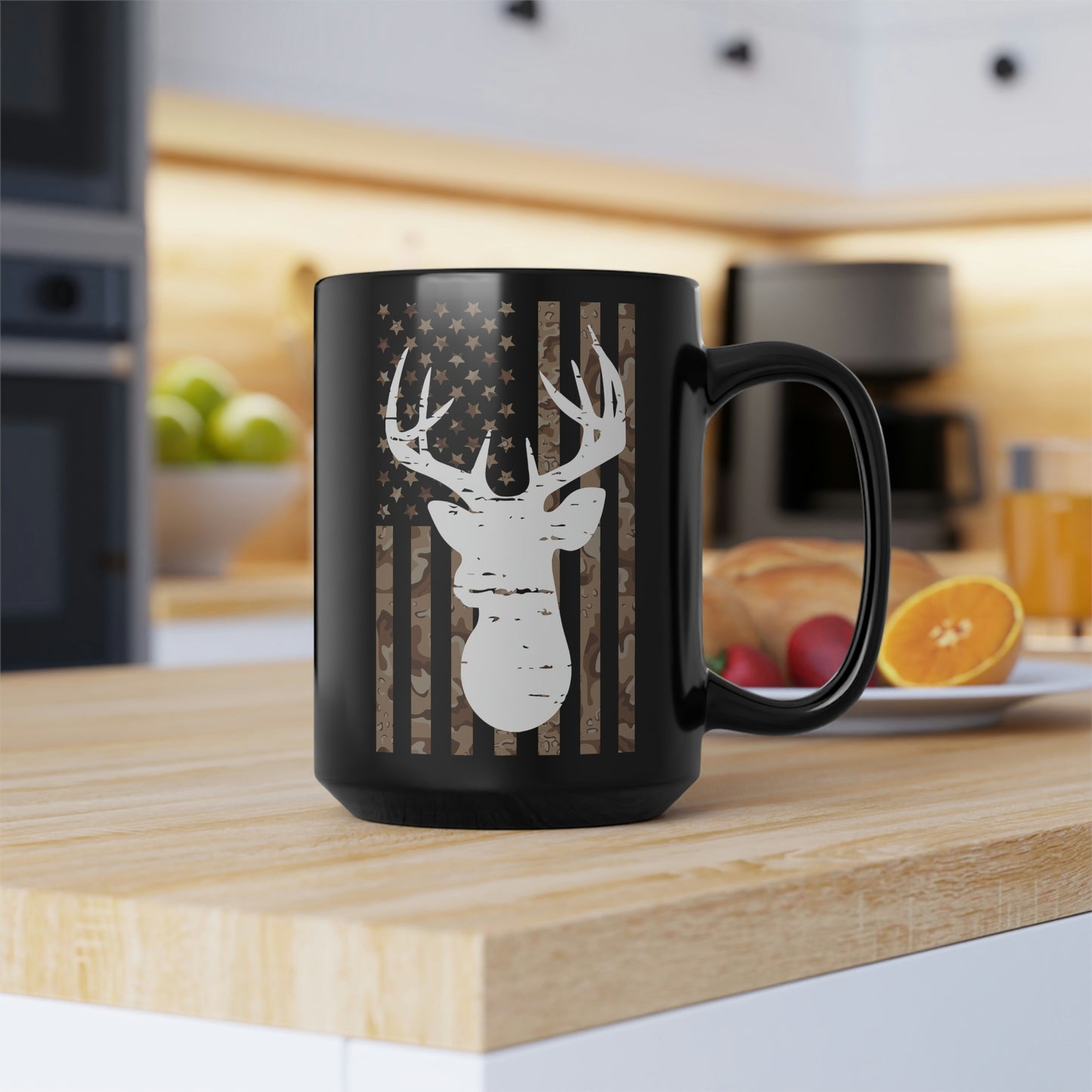 Deer Camo Flag Mug, 15oz