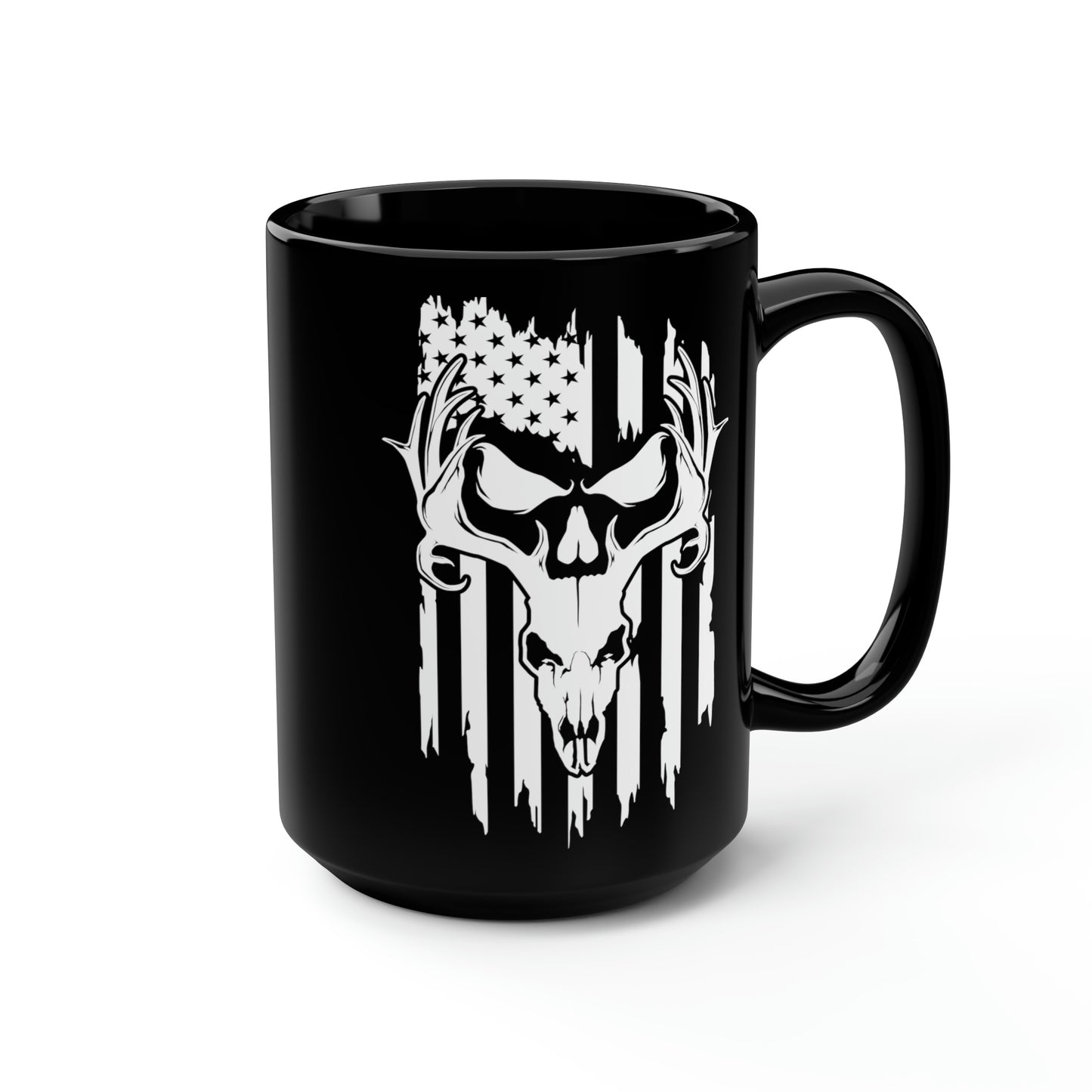 Deer Skull American Flag Mug, 15oz